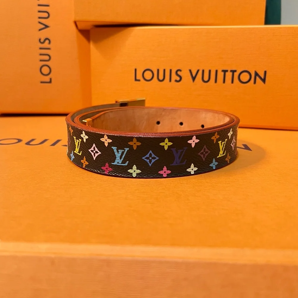 Auth Louis Vuitton Belt • Authentic Vintage Takashi Murakami in Multicolor